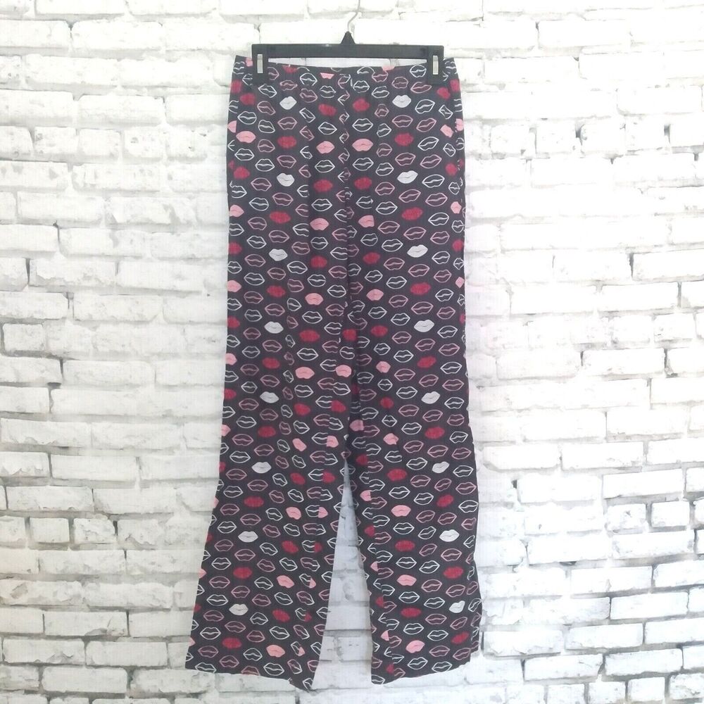 Victoria's Secret Pajama Pants Womens XS Gray Lips Pull On Sleep Pants Causal
